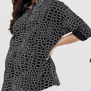 ASOS Maternity Long sleeved black & white blouse